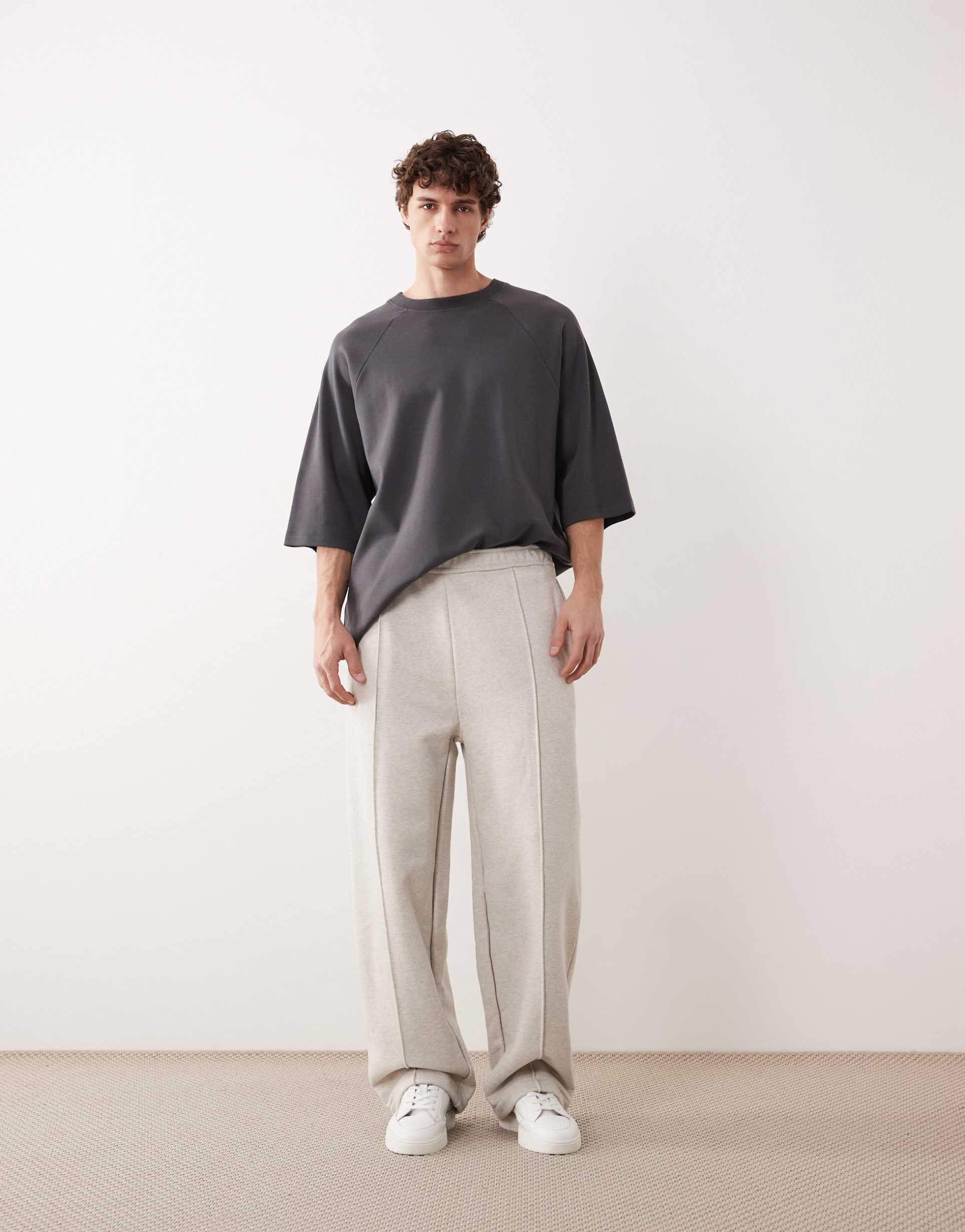 ASOS COLLECTIVE loose fit super heavyweight joggers in grey marl