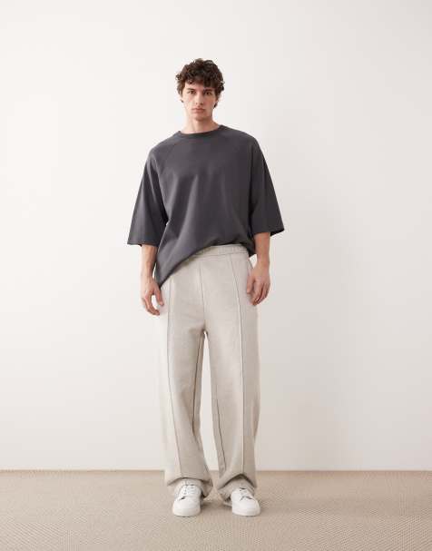 ASOS COLLECTIVE loose fit super heavyweight trackies in grey marl - view 1