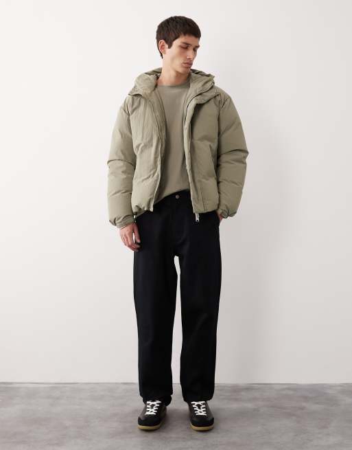 ASOS COLLECTIVE - Lys kakifarvet dynejakke med dunfyld, 2 af 7