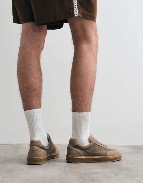 ASOS COLLECTIVE - Made In Portugal - Baskets de qualité supérieure en cuir et daim à lacets - Taupe - view 1