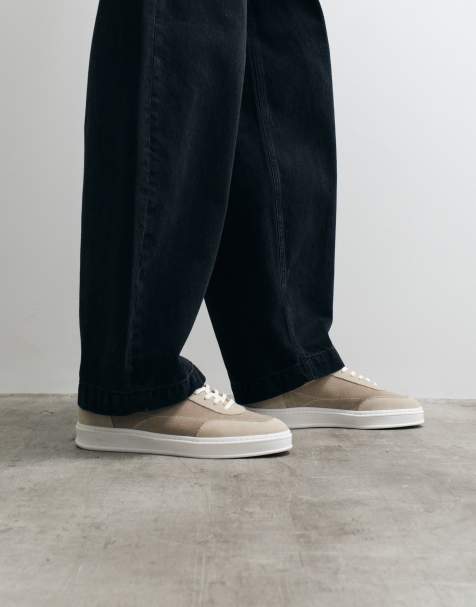 ASOS COLLECTIVE – Made In Portugal – Hochwertige Sneaker zum Schnüren aus Leder und Wildleder in Beige - view 1