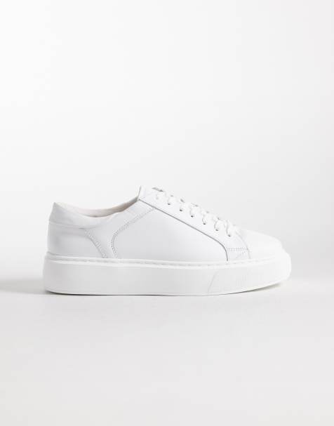 ASOS COLLECTIVE Made In Portugal lace up sneakers in premium white leather - view 1