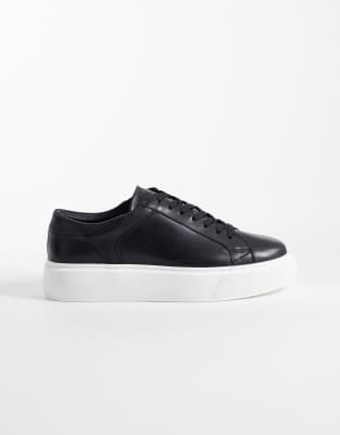  Made In Portugal lace up trainers in premium black leather