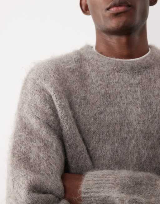 ASOS COLLECTIVE - Maglione oversize in misto lana e mohair marrone , 5 di 7