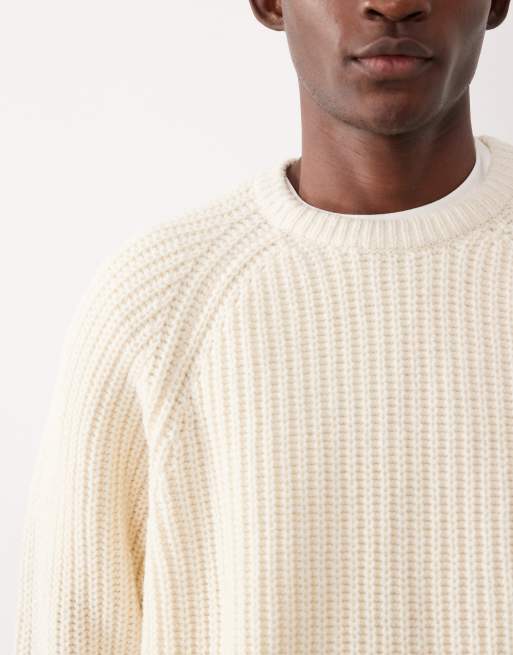 ASOS COLLECTIVE - Maglione oversize lavorato in lana écru, 5 di 7