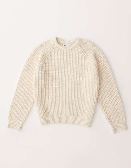 ASOS COLLECTIVE - Maglione oversize lavorato in lana écru, 6 di 7