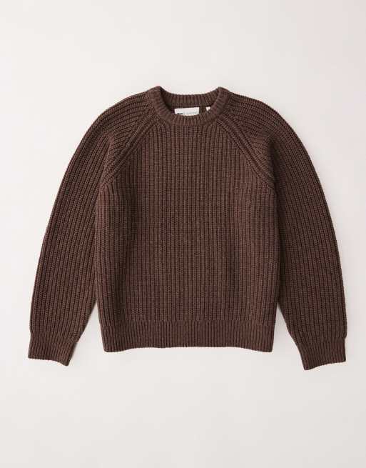 ASOS COLLECTIVE - Maglione oversize lavorato in lana marrone, 6 di 7