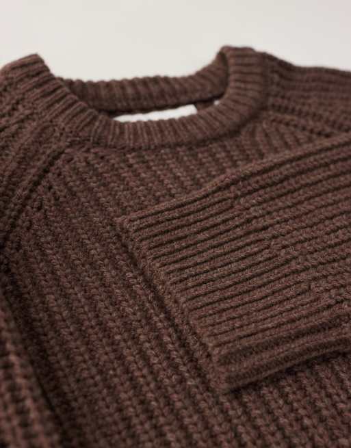 ASOS COLLECTIVE - Maglione oversize lavorato in lana marrone, 7 di 7