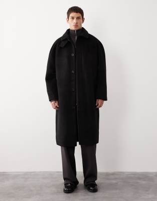 Mantel aus Wollmix in Schwarz Schwarz S