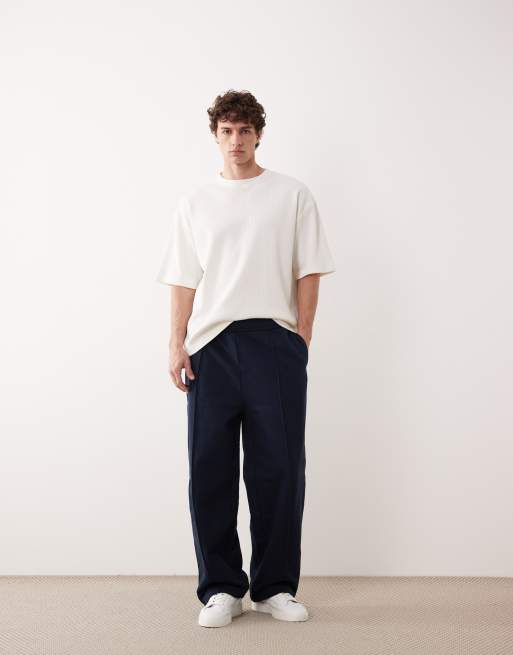ASOS COLLECTIVE - Marineblå løstsiddende joggingbukser i superkraftigt stof, 5 af 6