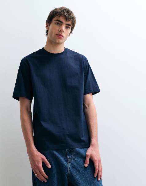 ASOS COLLECTIVE - Marineblå T-shirt i kraftigt stof - view 1
