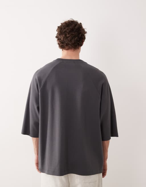 ASOS COLLECTIVE – Mörkgrå, superkraftig t-shirt i extra oversize med raglanärmar, 3 av 6
