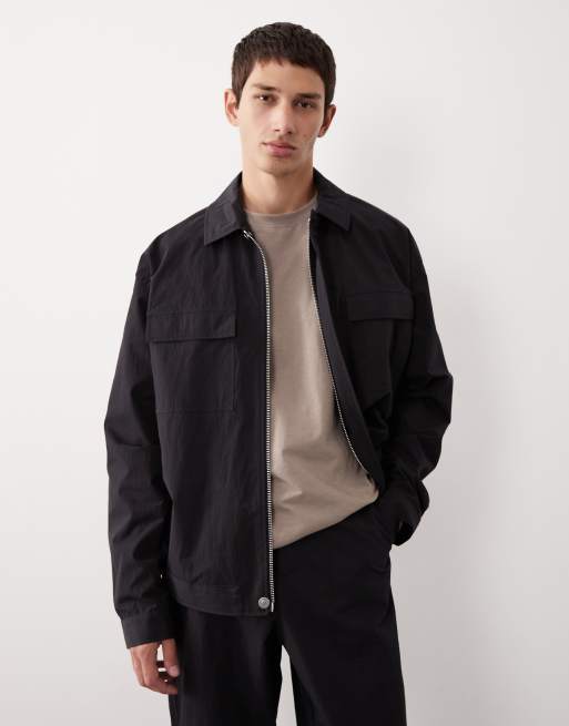 ASOS COLLECTIVE nylon shacket co-ord in black