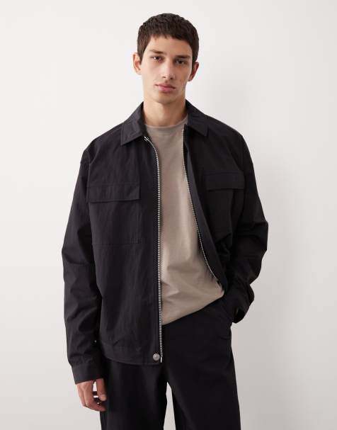 ASOS COLLECTIVE nylon shacket in black (part of a set) - view 1