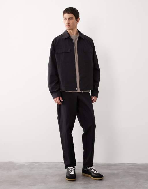 ASOS COLLECTIVE nylon shacket in black (part of a set), 2 of 7