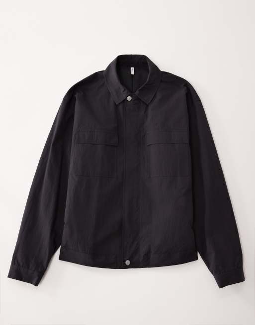 ASOS COLLECTIVE nylon shacket in black (part of a set), 6 of 7