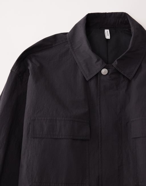 ASOS COLLECTIVE nylon shacket in black (part of a set), 7 of 7