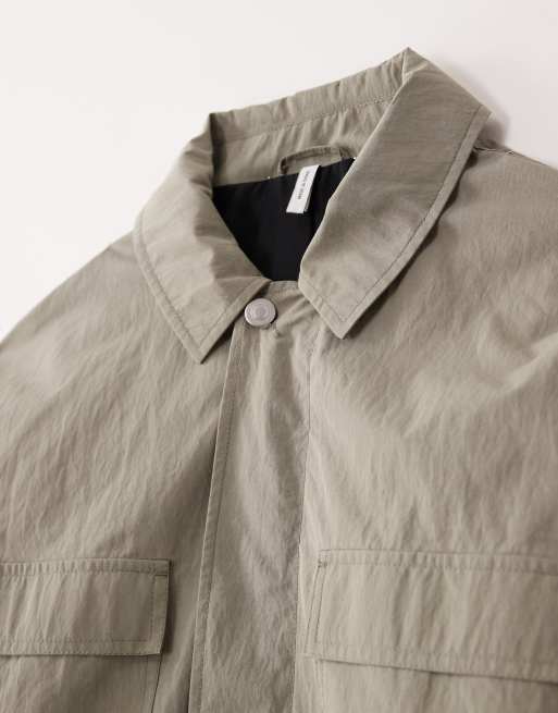 ASOS COLLECTIVE nylon shacket in pale khaki (part of a set), 7 of 7
