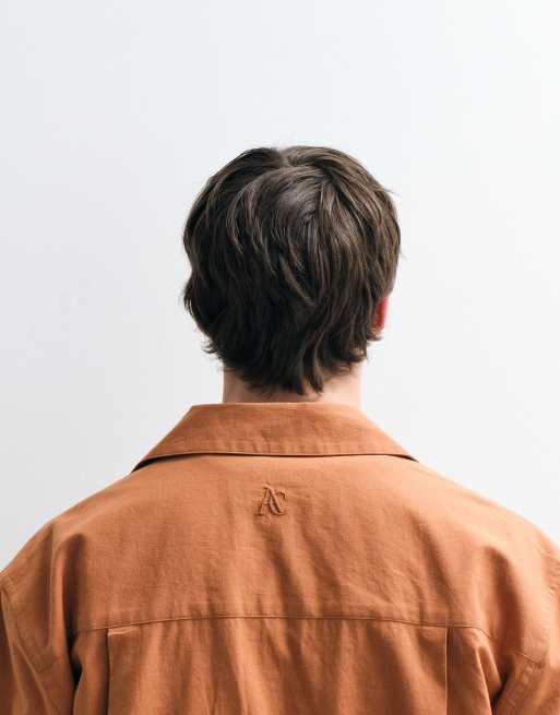ASOS COLLECTIVE – Orange, avslappnad skjorta i linne och bomullsmix, del av set, 5 av 5