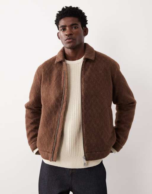 ASOS COLLECTIVE – Oversize-Harrington-Jacke aus Wollmix in Braun, 2 von 7