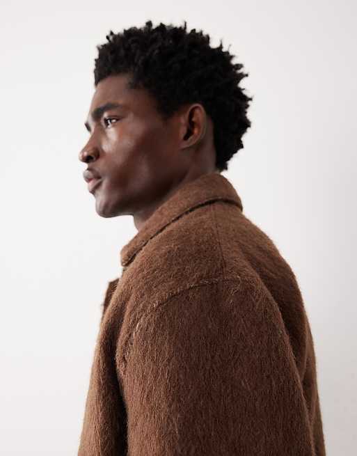 ASOS COLLECTIVE – Oversize-Harrington-Jacke aus Wollmix in Braun, 4 von 7