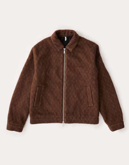 ASOS COLLECTIVE – Oversize-Harrington-Jacke aus Wollmix in Braun, 6 von 7