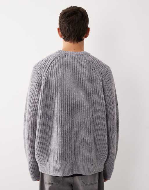 ASOS COLLECTIVE – Oversize-Strickpullover aus Wolle in Grau, 3 von 7