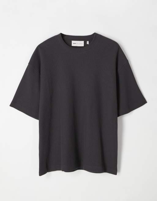 ASOS COLLECTIVE – Oversize-T-Shirt aus superschwerem Stoff in Anthrazit mit Waffelstruktur, 5 von 6