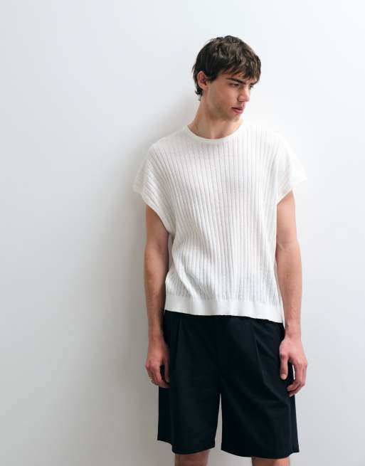ASOS COLLECTIVE – Oversize-Tanktop in Ecru mit hohem Leinenanteil, 4 von 5