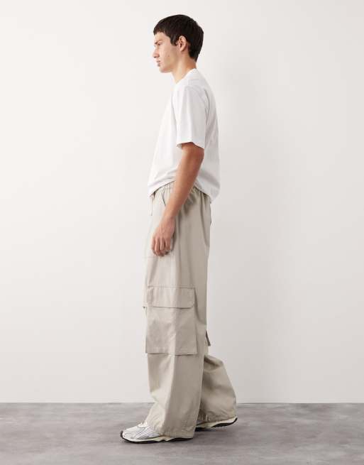 ASOS COLLECTIVE oversized cargos in washed stone - STONE, 4 of 7