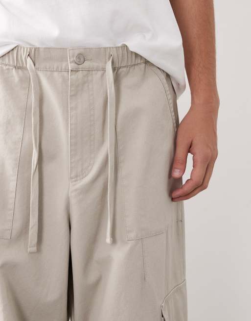 ASOS COLLECTIVE oversized cargos in washed stone - STONE, 5 of 7