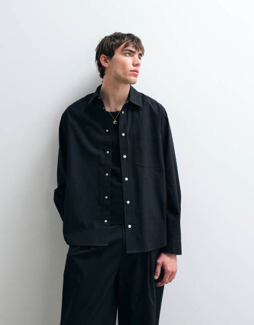 ASOS COLLECTIVE linen cotton blend set in black, 2 of 3