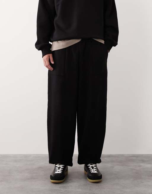 ASOS COLLECTIVE oversized cuffed super heavyweight jogger in black  - BLACK, 3 of 7