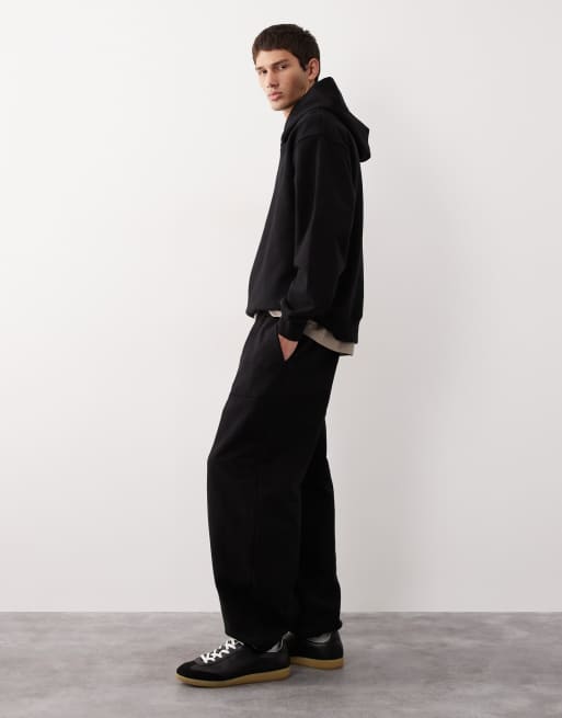 ASOS COLLECTIVE oversized cuffed super heavyweight jogger in black  - BLACK, 5 of 7