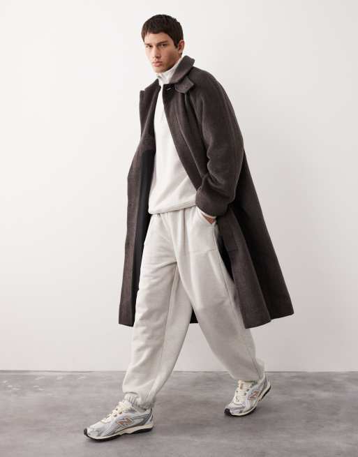 ASOS COLLECTIVE oversized heavyweight quarter zip funnel sweatshirt in heather marl  - LGREY, 5 of 7