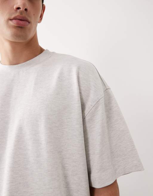 ASOS COLLECTIVE oversized heavyweight t-shirt in heather marl - CREAM, 6 of 7