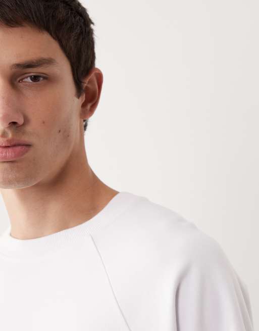 ASOS COLLECTIVE oversized interlock super oversized raglan t-shirt in white  - WHITE, 5 of 7