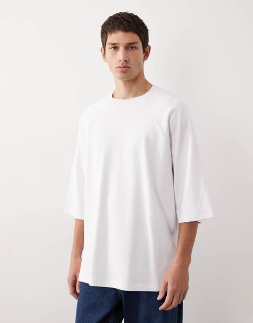 ASOS COLLECTIVE oversized interlock super oversized raglan t-shirt in white  - WHITE, 7 of 7