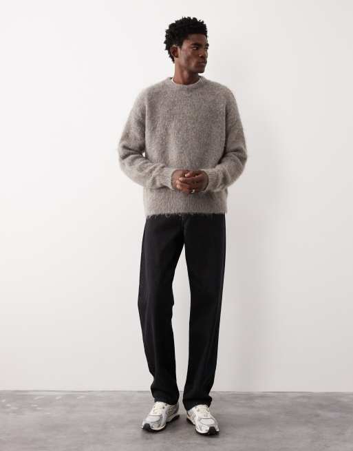 ASOS COLLECTIVE oversized knitted wool and mohair mix jumper in brown