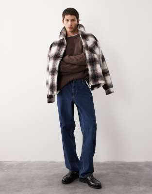 Asos Collective Oversized Knit Wool Sweater In Brown