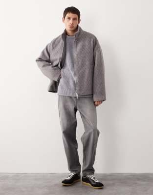 Asos Collective Oversized Knit Wool Sweater In Gray