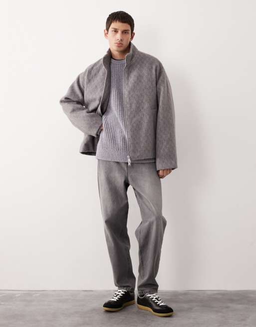 ASOS COLLECTIVE oversized knit wool sweater in gray