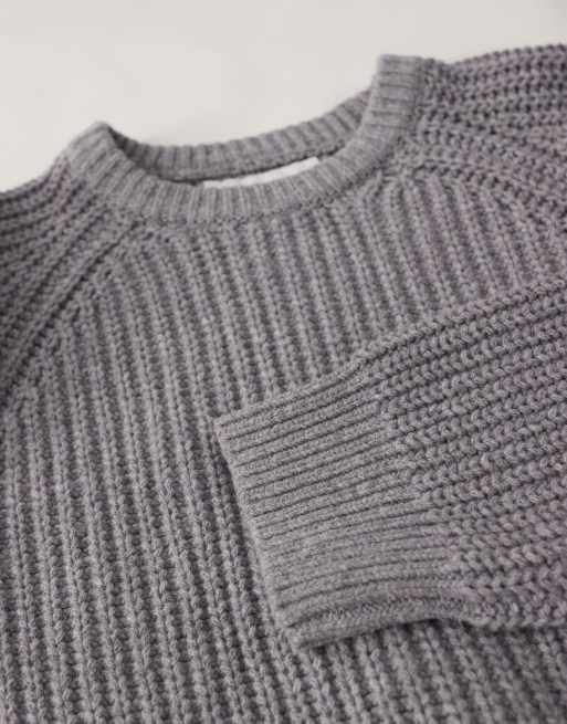 ASOS COLLECTIVE oversized knit wool sweater in gray