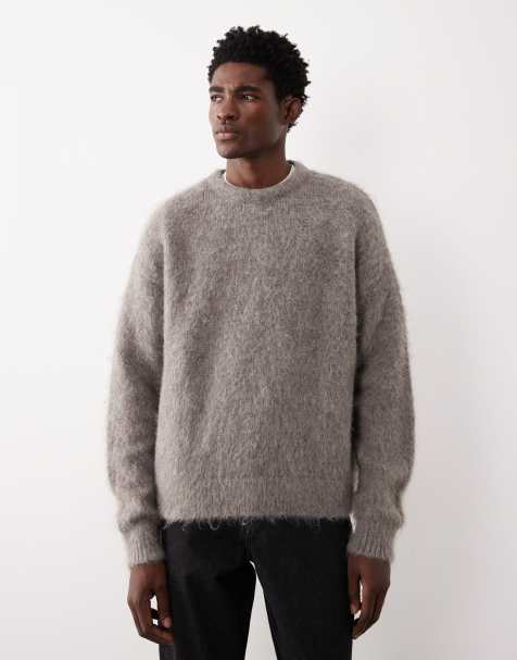 ASOS COLLECTIVE oversized knitted wool and mohair mix jumper in brown 