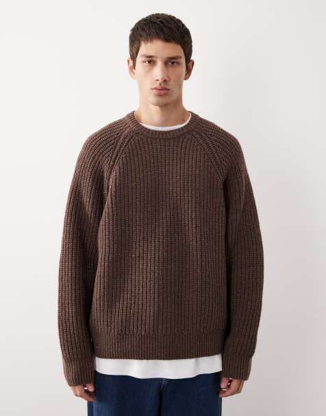ASOS COLLECTIVE oversized knitted wool jumper in brown