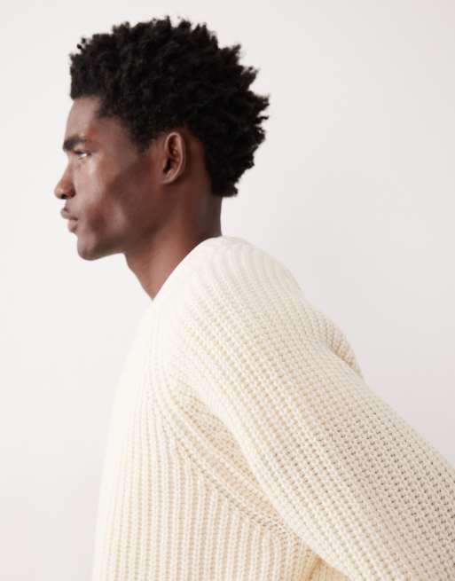 ASOS COLLECTIVE oversized knitted wool jumper in ecru, 4 of 7