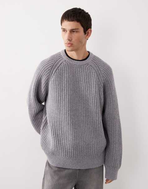 ASOS COLLECTIVE oversized knitted wool jumper in grey