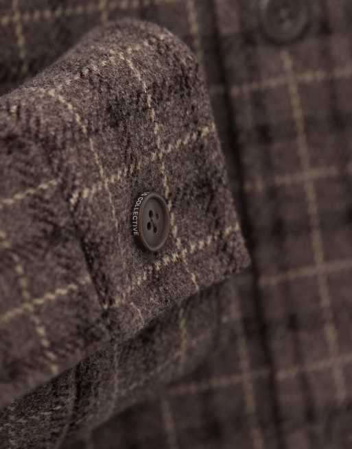 ASOS COLLECTIVE oversized plaid overshirt in brown, 7 of 7