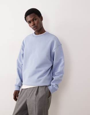 Asos Collective Oversized Super Heavyweight Crew In Blue