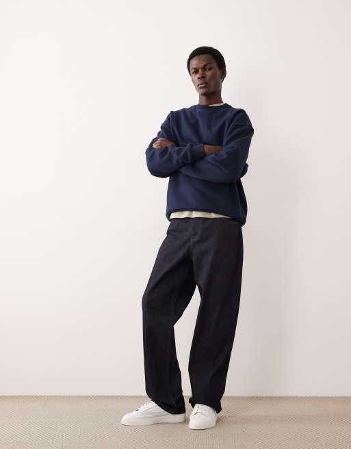 ASOS COLLECTIVE oversized super heavyweight crew in navy, 3 of 6